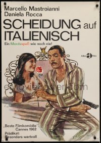 4f335 DIVORCE - ITALIAN STYLE German 1962 Marcello Mastroianni w/ gun & Rocca by Ernst Litter!