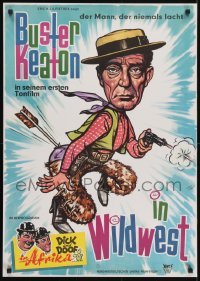 4f339 GO WEST German R1963 cool artwork of star & director Buster Keaton!