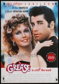 4f341 GREASE German R1998 close up of John Travolta & Olivia Newton-John in a most classic musical!