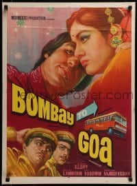 4f042 BOMBAY TO GOA Indian 20x27 1972 Mehmood, Aruna Irani, Amitabh Bachchan, Bivakar art!