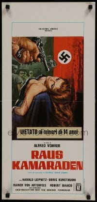 4f534 ALL PEOPLE WILL BE BROTHERS Italian locandina 1976 girl w/swastika having gun pointed at her!