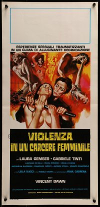 4f541 CAGED WOMEN Italian locandina 1984 lesbians in prison, different sexy art with yellow title!