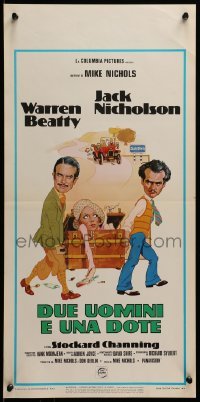 4f555 FORTUNE Italian locandina 1975 cool artwork of Jack Nicholson & Warren Beatty, Stockard Channing!