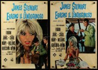 4f597 DEAR BRIGITTE group of 2 Italian 19x27 pbustas 1965 Jimmy Stewart, Glynis Johns!