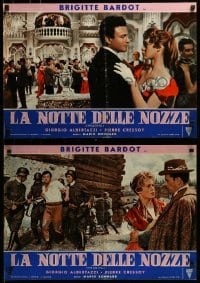 4f607 NIGHT OF LOVE group of 3 Italian 19x27 pbustas R1959 Bardot will send thrills down your spine!