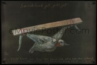4f133 WHEREVER YOU ARE Polish 26x39 1988 art of flying bird tied to wood by Stasys Eidrigevicius!