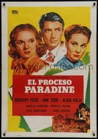 4f221 PARADINE CASE Spanish R1982 Alfred Hitchcock, Gregory Peck, Ann Todd & Alida Valli!
