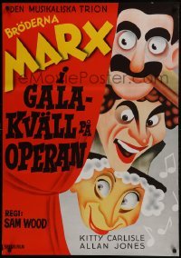 4f030 NIGHT AT THE OPERA Swedish R1972 completely different art of Groucho, Chico & Harpo Marx