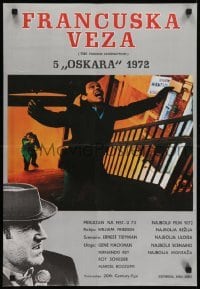 4f390 FRENCH CONNECTION Yugoslavian 19x28 1973 Hackman in movie chase climax, directed by Friedkin!