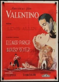 4f431 VALENTINO Yugoslavian 20x27 1951 Eleanor Parker, Anthony Dexter as Rudolph!