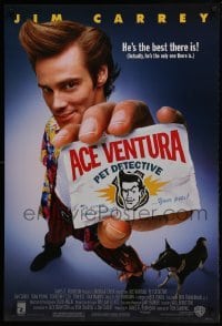 4g019 ACE VENTURA PET DETECTIVE 1sh 1994 Jim Carrey tries to find Miami Dolphins mascot!