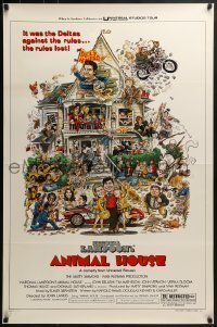 4g049 ANIMAL HOUSE style B 1sh 1978 John Belushi, John Landis classic, art by Rick Meyerowitz!