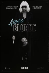 4g055 ATOMIC BLONDE teaser DS 1sh 2017 great full-length image of sexy Charlize Theron with gun!