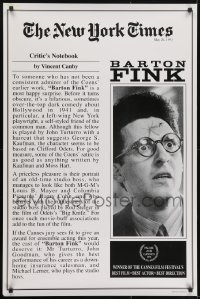 4g070 BARTON FINK 1sh 1991 Coen Brothers, John Turturro with mosquito on forehead, New York Times!