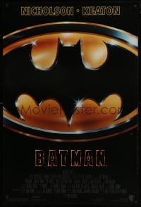 4g073 BATMAN style C 1sh 1989 directed by Tim Burton, Nicholson, Keaton, cool image of Bat logo!