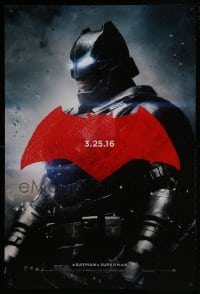 4g094 BATMAN V SUPERMAN teaser DS 1sh 2016 cool image of armored Ben Affleck in title role!