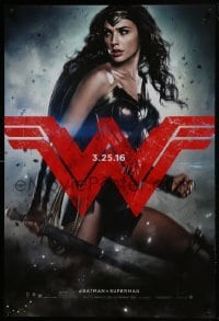 4g095 BATMAN V SUPERMAN teaser DS 1sh 2016 great image of sexiest Gal Gadot as Wonder Woman!