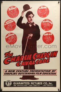 4g173 CHARLIE CHAPLIN CAVALCADE 1sh R1940s The Fireman, Behind the Screen, cool art of Chaplin!