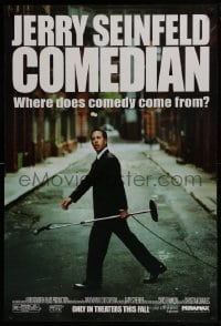 4g197 COMEDIAN advance 1sh 2002 great image of Jerry Seinfeld walking across street with microphone!