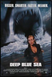 4g233 DEEP BLUE SEA DS 1sh 1999 cool image of sexy girl about to be attacked by gigantic shark!