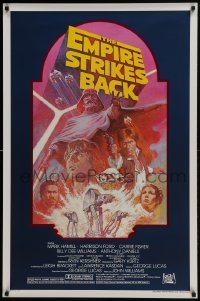 4g268 EMPIRE STRIKES BACK studio style 1sh R1982 George Lucas sci-fi classic, cool artwork by Tom Jung!