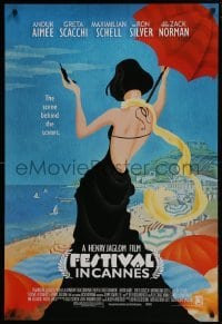 4g292 FESTIVAL IN CANNES 1sh 2001 Anouk Aimee, artwork of sexy woman at the beach!