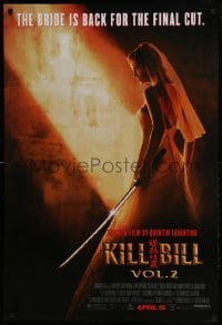 4g491 KILL BILL: VOL. 2 advance DS 1sh 2004 bride Uma Thurman with katana, Quentin Tarantino!