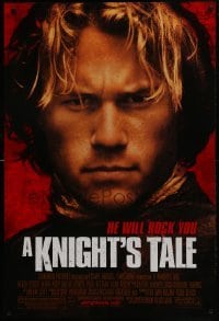 4g501 KNIGHT'S TALE 1sh 2001 Heath Ledger in armor, Paul Bettany, Shannyn Sossamon
