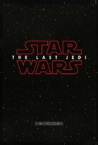 4g525 LAST JEDI teaser DS 1sh 2017 black style, Star Wars, Hamill, classic title treatment in space!