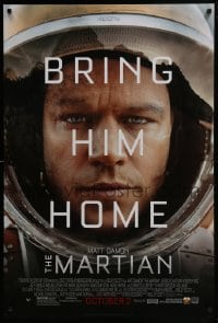 4g594 MARTIAN style B advance DS 1sh 2015 huge close-up of astronaut Matt Damon, bring him home!