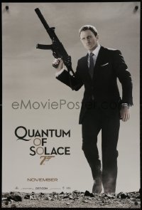 4g727 QUANTUM OF SOLACE teaser 1sh 2008 Daniel Craig as Bond with H&K submachine gun!