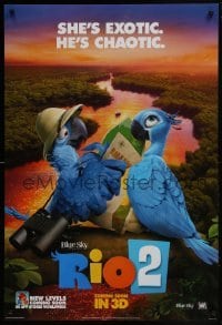 4g751 RIO 2 style A int'l teaser DS 1sh 2014 image of tourist birds, she's exotic, he's chaotic!