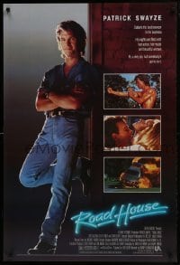 4g756 ROAD HOUSE 1sh 1989 full-length Patrick Swayze is the best bouncer in the business!