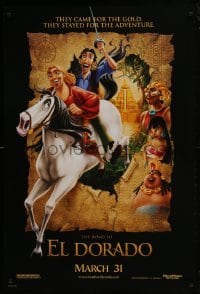 4g757 ROAD TO EL DORADO advance DS 1sh 2000 Dreamworks cartoon, explorers on horse at the city of gold!
