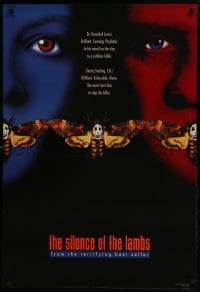 4g805 SILENCE OF THE LAMBS style C teaser 1sh 1991 Foster & Hopkins both w/ moths over mouths!