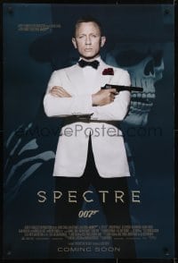 4g827 SPECTRE int'l advance DS 1sh 2015 cool image of Daniel Craig as James Bond 007 with gun!