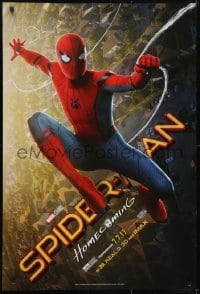 4g833 SPIDER-MAN: HOMECOMING teaser DS 1sh 2017 Tom Holland swinging over New York City!