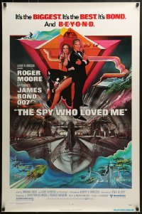 4g836 SPY WHO LOVED ME 1sh 1977 great art of Roger Moore as James Bond by Bob Peak!