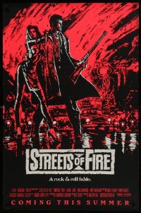 4g869 STREETS OF FIRE advance 1sh 1984 Walter Hill, Riehm pink dayglo art, a rock & roll fable!