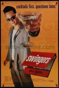 4g878 SWINGERS 1sh 1996 partying Vince Vaughn with giant martini, directed by Doug Liman!