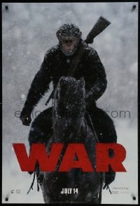 4g951 WAR FOR THE PLANET OF THE APES style A teaser DS 1sh 2017 great image of Caesar on horseback!