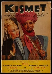 4h553 KISMET softcover book 1944 a photoplay version of the Marlene Dietrich & Ronald Colman movie!