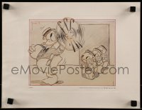 4h017 MR DUCK STEPS OUT 10x13 commercial art print 1980s Donald Duck twirling cane by his nephews!