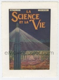 4h211 LA SCIENCE ET LA VIE linen French magazine cover Apr 1925 Pichon art of lighthouse over city!