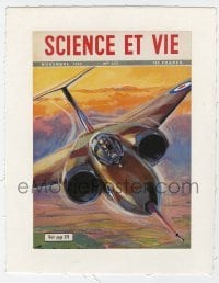 4h222 LA SCIENCE ET LA VIE linen French magazine cover November 1952 cool art of military jet!
