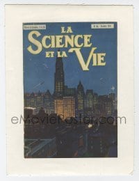 4h225 LA SCIENCE ET LA VIE linen French magazine cover October 1924 art of city skyline at night!
