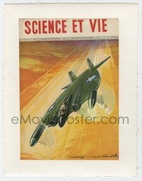 4h223 LA SCIENCE ET LA VIE linen French magazine cover Oct 1946 Roger Soubie art of futuristic plane!