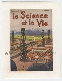 4h226 LA SCIENCE ET LA VIE linen French magazine cover Sept 1940 Roger Soubie art of train station!