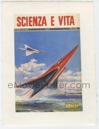 4h240 SCIENZA E VITA linen Italian 6x9 magazine cover February 1952 cool art of futuristic jets!