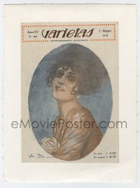 4h243 VARIETAS linen Italian 6x9 magazine cover May 1918 great A.B. art of pretty female star!